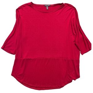 Eileen Fisher Tunic Women L Red Dolman Sleeve Scoop‎ Neck Jersey Knit Viscose